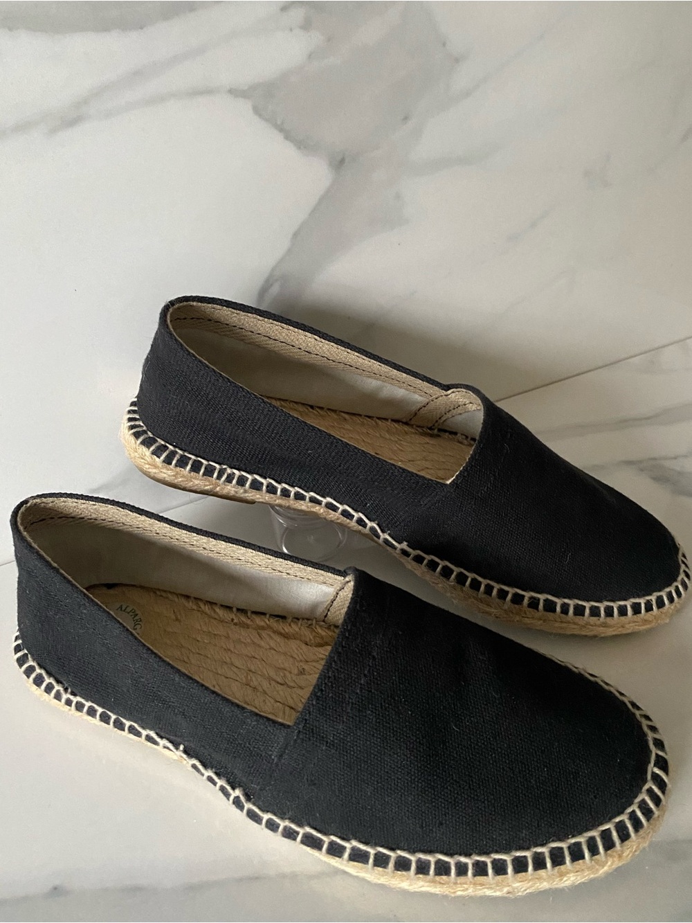 Slip-on Black Canvas Espadrilles La Manual Sz 38 Jute Soles Comfy Summer Coastal
